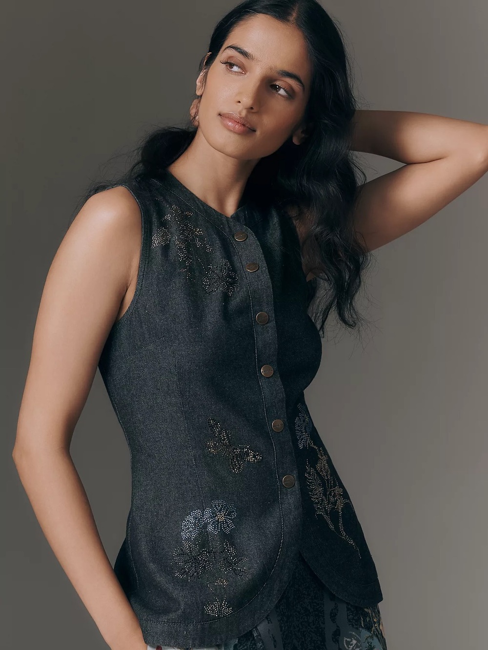 Anthropologie Ranna Gill Embroidered Cotton Vest - Picture 5 of 5